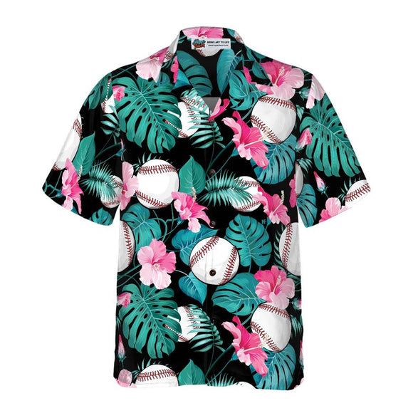 15% OFF Baseball Hawaiian Shirt Hibiscus Flower Print For Men