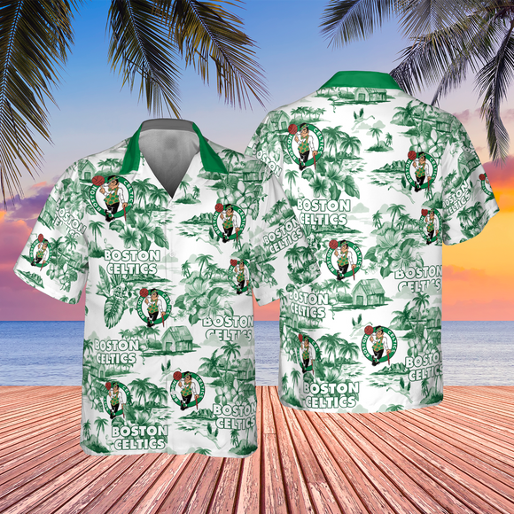 Boston Celtics Hawaiian Shirt for men with island graphic