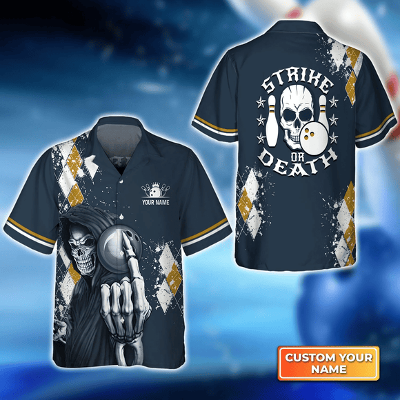 Personalized Bowling Shirt Button Up The Death |   Bowling Shirt skull