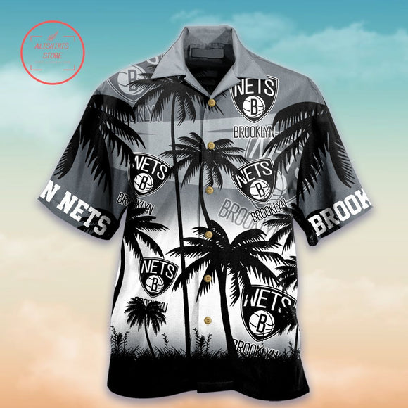 Brooklyn Nets Hawaiian Shirt for men with island Palm Trees graphic