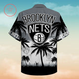 Brooklyn Nets Hawaiian Shirt for men with island Palm Trees graphic