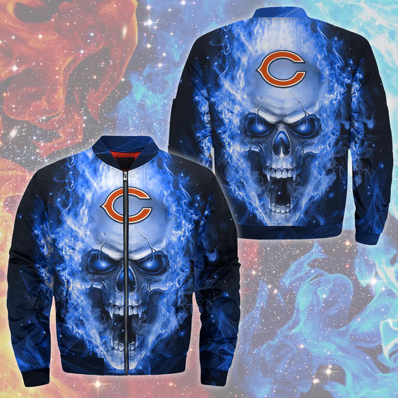 18% SALE OFF Chicago Bears Jacket Mens Skull Graphic For Sale
