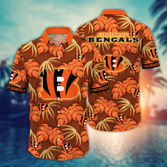 20% OFF Cincinnati Bengals Hawaiian Shirt Leafs Printed For Men