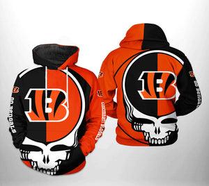 [SALE] 18% OFF Cincinnati Bengals Skull Hoodie 3D For Men Women