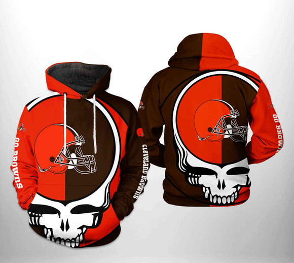 [SALE] 18% OFF Cleveland Browns Skull Hoodie 3D For Men Women