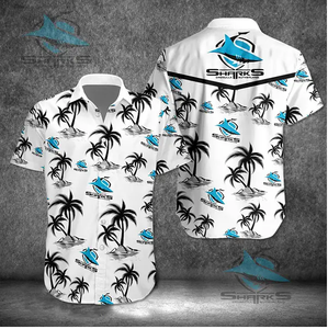 SALE 20% OFF Best WHITE Cronulla Sutherland Sharks Hawaiian Shirt Coconut Tree For Men