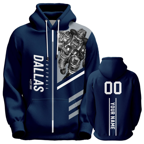 18% OFF bLUE Dallas Cowboys Pullover Hoodie Personalized Name & Number - 4 FAN SHOP