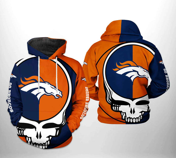 [SALE] 18% OFF Denver Broncos Skull Hoodie 3D For Men Women