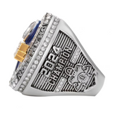 Side view of the Fantasy Football 2024 Championship Ring Replica showing detailed engravings, golden finish, and premium craftsmanship for fantasy football fans.