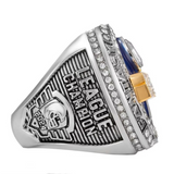 Fantasy Football Championship Ring 2024 with 'League Champion' engraving on a white background