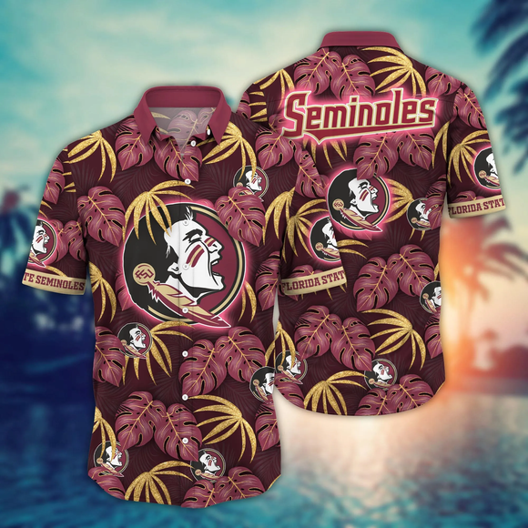 Florida State Seminoles Hawaiian Shirt Leafs Printed For Men