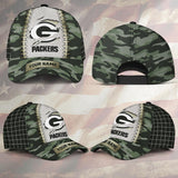 Lowest Price Green Bay Packers Camo Hat Custom Name