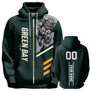 Green Bay Packers Personalized Name & Number Pullover Hoodie - 4 fan shop