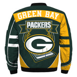 Green Bay Packers Bomber Jacket Flame Ball Edition back view