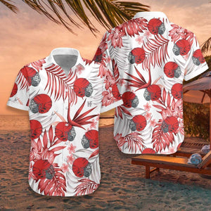 Hockey Hawaiian Shirt Tropical Floral Helmet Print