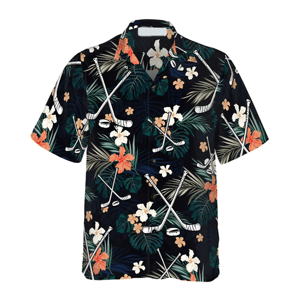 15% OFF Hockey Hawaiian Shirt Tropical Flower Print For Men