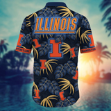 Illinois Fighting Illini Hawaiian Shirt Leafs Printed 