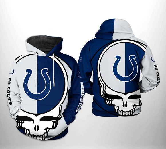 [SALE] 18% OFF Indianapolis Colts Skull Hoodie 3D For Men Women