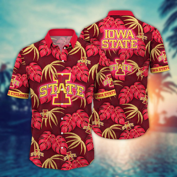 Iowa State Cyclones Hawaiian Shirt Leafs Printed For Men