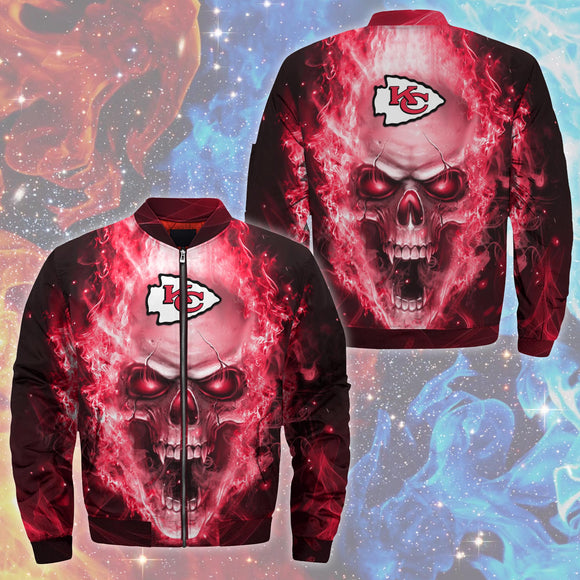 18% SALE OFF Kansas City Chiefs Jacket Mens Skull Graphic For Sale