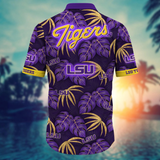 LSU Tigers Hawaiian Shirt Leafs Printed For Men