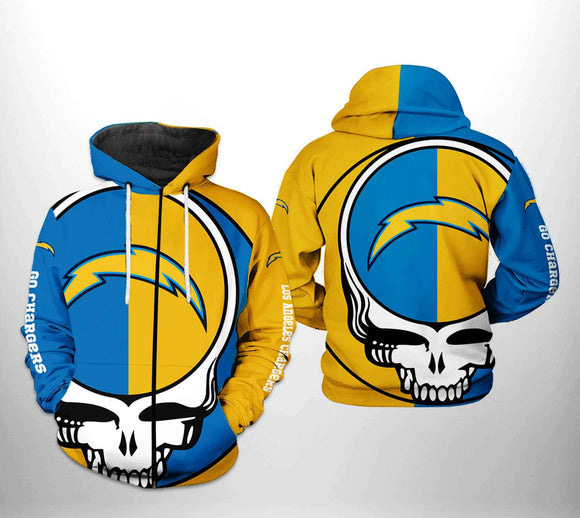 [SALE] 18% OFF Los Angeles Chargers Skull Hoodie 3D For Men Women