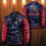 30% OFF The Best Men's Arizona State Sun Devils Leather Jacket blue