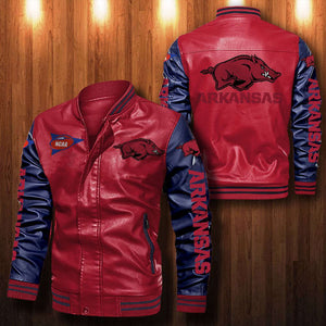 30% OFF The Best Men's Arkansas Razorbacks Leather Jacket red