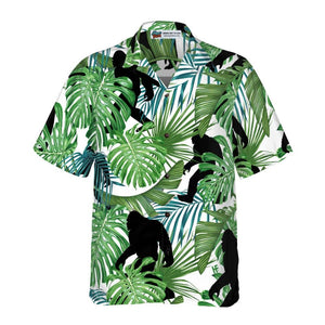 Men's Bigfoot Hawaiian Shirt Leafs Print