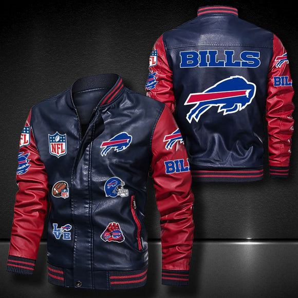 Men’s Blue Buffalo Bills Leather Jacket Vintage