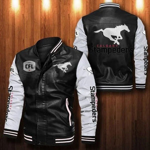 30% OFF The Best Men's Calgary Stampeders Leather Jacket white