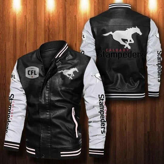 30% OFF The Best Men's Calgary Stampeders Leather Jacket white