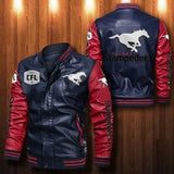 30% OFF The Best Men's Calgary Stampeders Leather Jacket bue