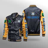 [SALE] 30% OFF The Best Men's Canterbury-Bankstown Bulldogs Leather Jacket | Yellow Sleeves, Black Body