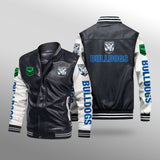 [SALE] 30% OFF The Best Men's Canterbury-Bankstown Bulldogs Leather Jacket | White Sleeves, Black Body