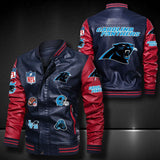 Men’s Blue Carolina Panthers Leather Jacket Vintage