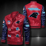 Men’s red Carolina Panthers Leather Jacket Vintage