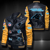 Men’s Black Carolina Panthers Leather Jacket Vintage