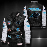 Men’s Black Carolina Panthers Leather Jacket Vintage