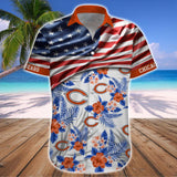 15% OFF Men's Chicago Bears Hawaiian Shirt USA Flag - Now