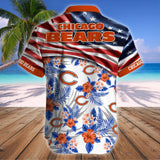 15% OFF Men's Chicago Bears Hawaiian Shirt USA Flag - Now