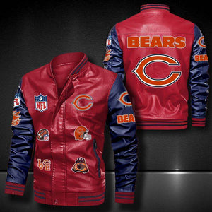 Men’s red Chicago Bears Leather Jacket Vintage | 4 Fan Shop