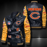 Men’s black Chicago Bears Leather Jacket Vintage | 4 Fan Shop