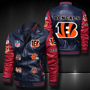 Men’s Blue Cincinnati Bengals Leather Jacket Vintage | 4 Fan Shop