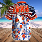 15% OFF Men's Cleveland Browns Hawaiian Shirt USA Flag - Now