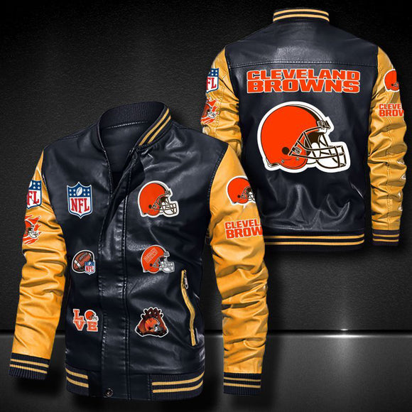 Men’s Black Cleveland Browns Leather Jacket Vintage | 4 Fan Shop