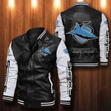 [SALE] 30% OFF The Best Men's Cronulla-Sutherland Sharks Leather Jacket | White Sleeves, Black Body