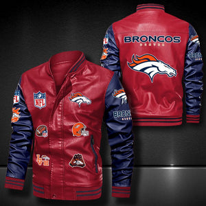 Men’s red Denver Broncos Leather Jacket Vintage | 4 fan Shop