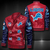 Men’s red Detroit Lions Leather Jacket Vintage | 4 Fan Shop