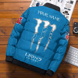 [SALE] 20% OFF Best Men’s Detroit Lions Puffer Jacket Custom Name - NAVY BLUE